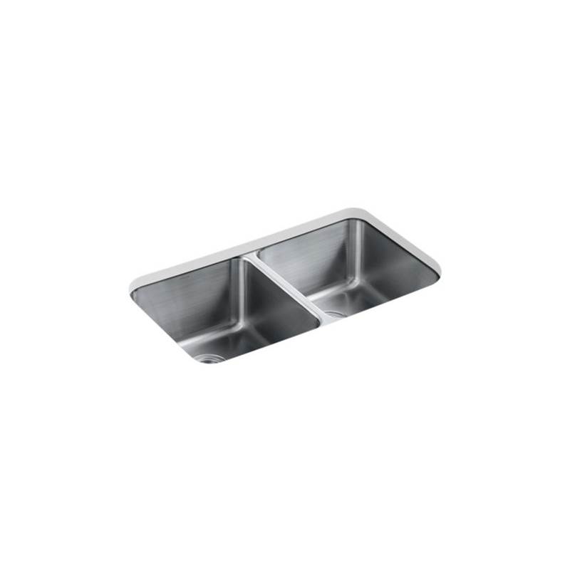 Kohler Undertone® Preserve® 31-1/2'' x 18'' x 9-3/4'' Undermount double-equal bowl kitchen sink