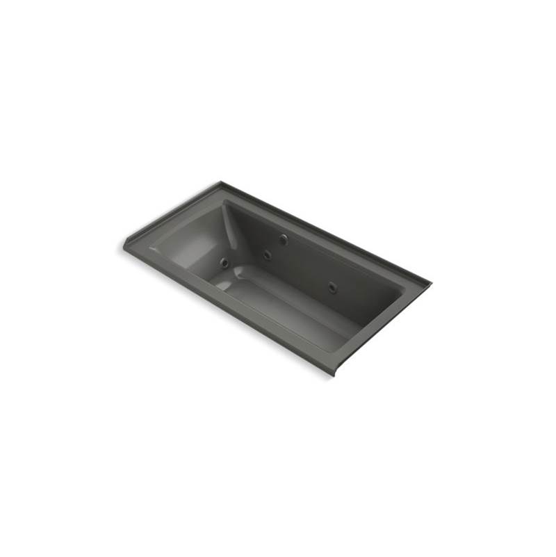 Kohler Archer® 60'' x 30'' alcove whirlpool bath with Bask® heated surface, integral flange, and right-hand drain