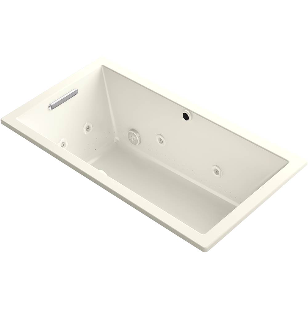 Kohler Underscore® Rectangle 60'' x 32'' Heated BubbleMassage™ air bath with whirlpool, end drain