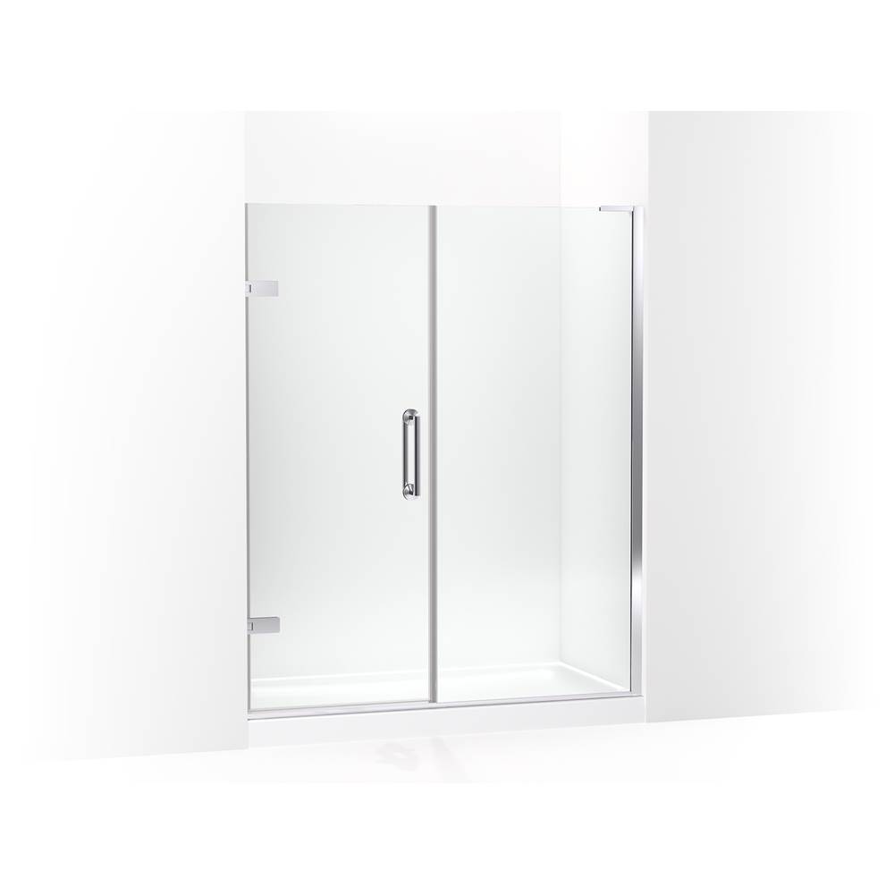 Kohler Components™ Frameless pivot shower door, 71-3/4'' H x 57-1/4 - 58'' W, with 3/8'' thick Crystal Clear glass