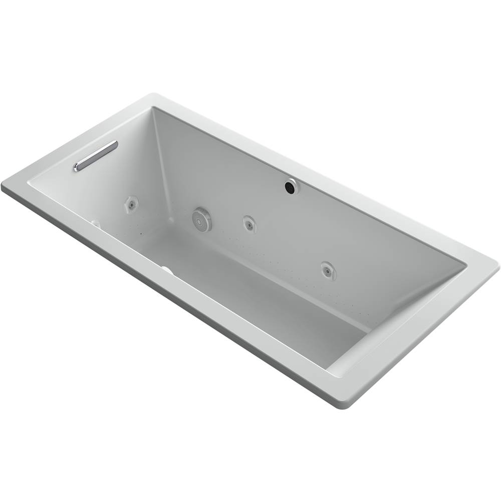 Kohler Underscore® Rectangle 66'' x 32'' Heated BubbleMassage™ air bath with whirlpool, end drain