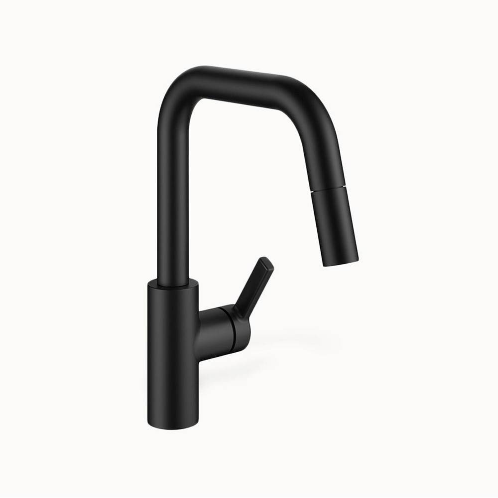 KWC Luna E Single-hole Kitchen Faucet with pull-out Spray - Geometric spout with Side Lever