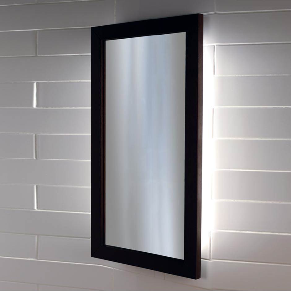 Lacava Wall-mount mirror in metal or wooden frame with LED lights. W: 23'', H: 34'', D: 1''.