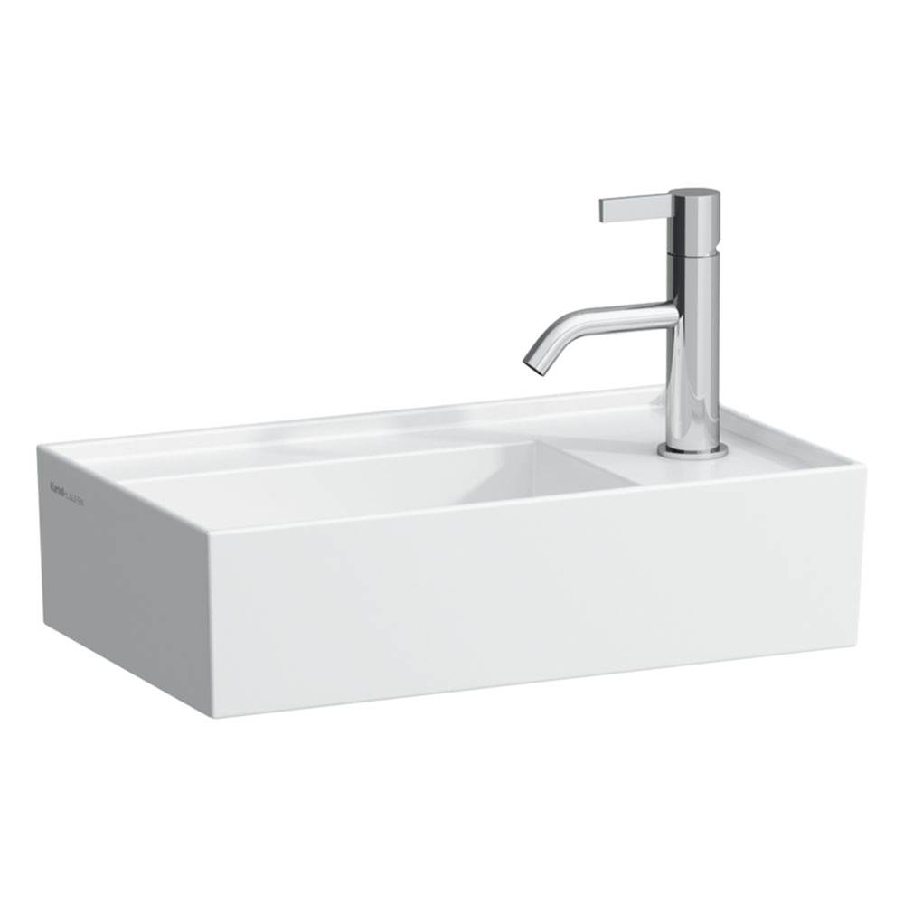 Laufen Small washbasin, tap bank right, with concealed outlet, w/o overflow, wall mounted