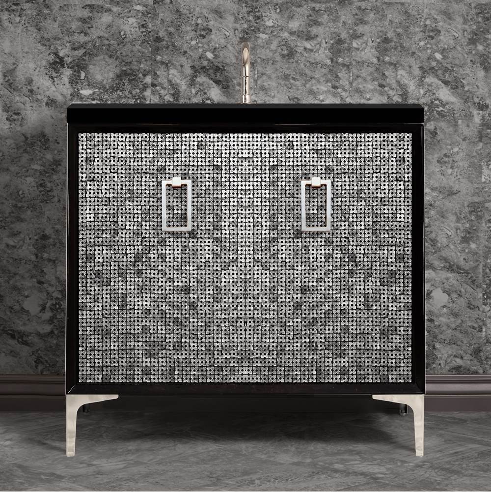 Linkasink Mother of Pearl 36'' Wide Black Vanity with Polished Nickel Coach Pull and Hardware, 36'' x 22'' x 33.5'' (without vanity top)