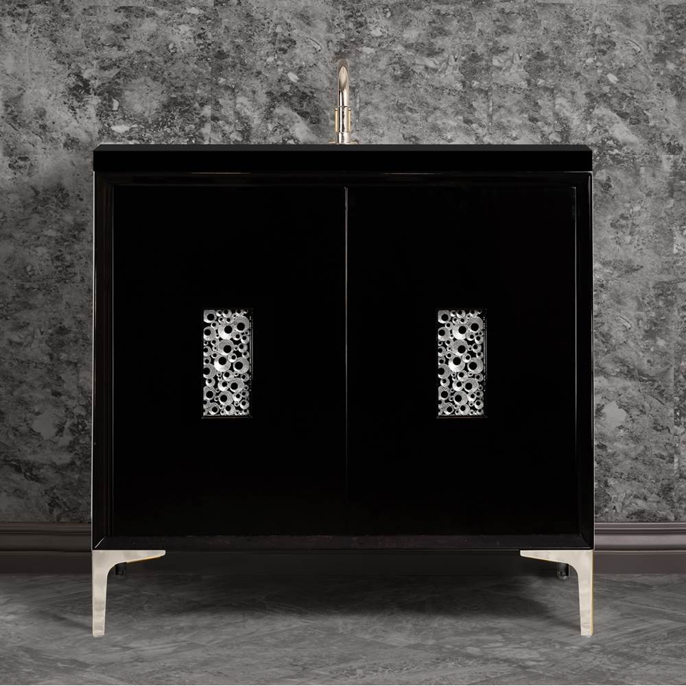 Linkasink Frame 36'' Wide Black Vanity with Polished Nickel Coral Grate and Legs, 36'' x 22'' x 33.5'' (without vanity top)