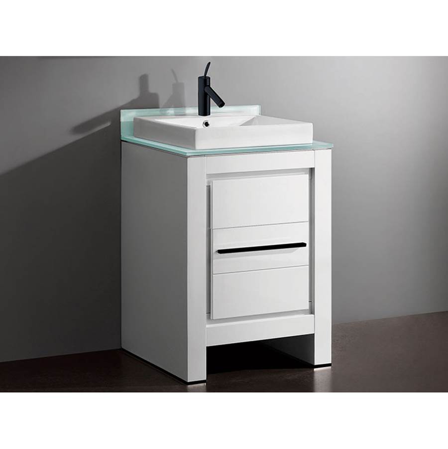 Madeli Vicenza 24''. White, Free Standing Cabinet, Brushed Nickel , Handle(X1)/Leg Plates (X2), 23-5/8''X 22''X32-1/16''