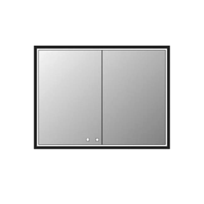 Madeli Illusion Lighted Mirrored Cabinet , 48''X 36''-24L/24R - Recessed Mount, Matte Black Frame-Lumen Touch+, Dimmer-Defogger-2700/4000 Kelvin