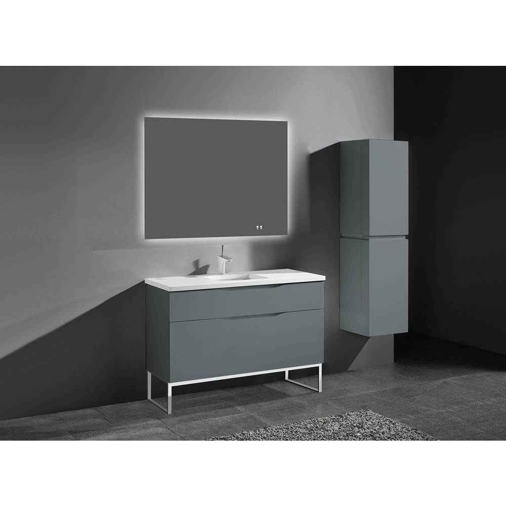 Madeli Milano 48''. Studio Grey, Free Standing Cabinet. 1-Bowl, Polished Chrome L-Legs (X4), 47-5/8''X18''X33-1/2''