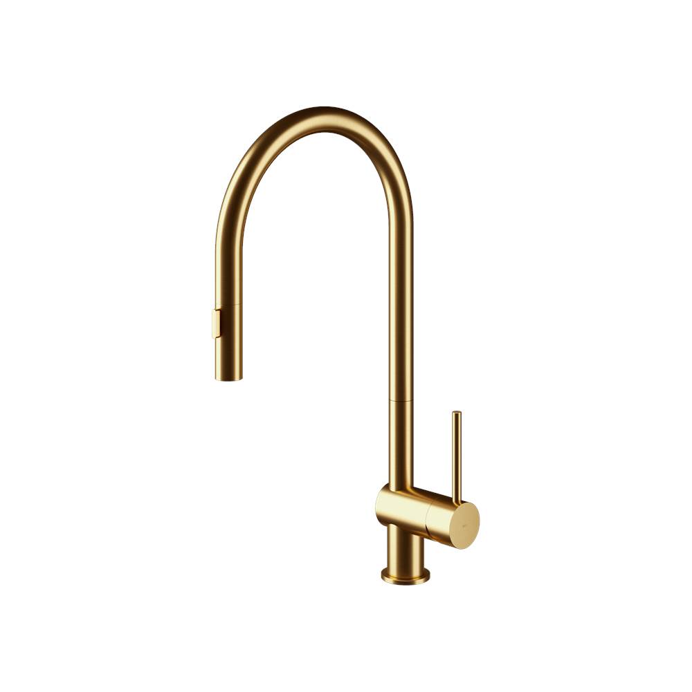 MGS Cucina Vela SD Kitchen Faucet with Pull-down Spray Stainless Steel Matte Gold PVD 21-1/8'' Height 10-3/16'' Projection