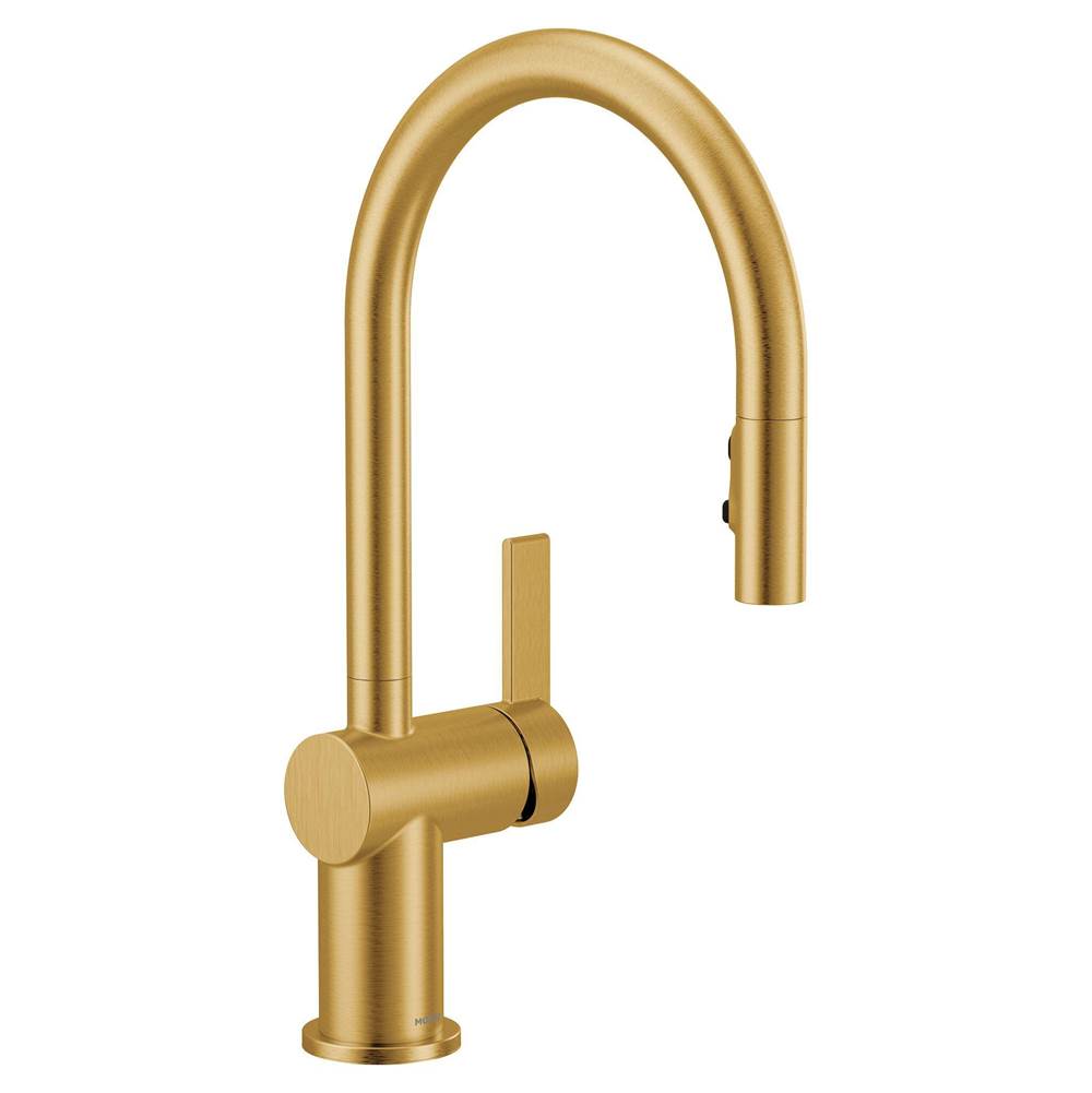 Moen Cia Pulldown Kitchen Faucet with Power Boost in Brushed Gold