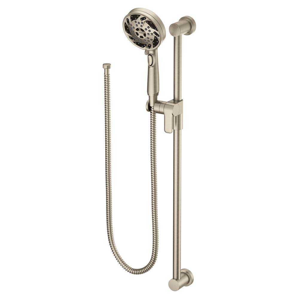 Moen 5-Function Massaging Handshower with Toggle Pause, Includes 30-Inch Slide Bar and 69-Inch Hose, Brushed Nickel