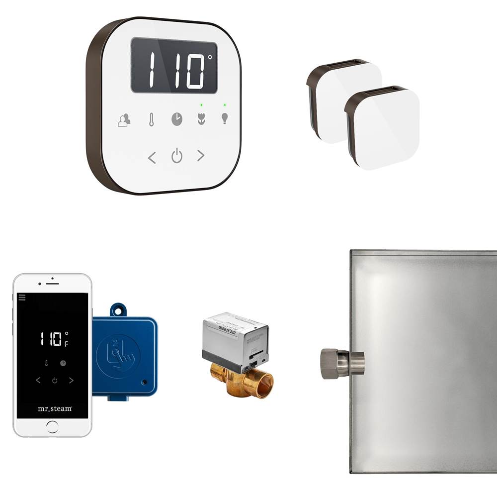 Mr. Steam AirButler Max Steam Shower Control Package with AirTempo Control and Aroma Glass SteamHead in White Oil Rubbed Bronze