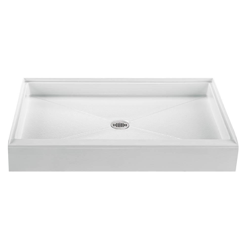 MTI Baths 4834 Acrylic Cxl Center Drain 48'' Threshold 3-Sided Integral Tile Flange - Biscuit