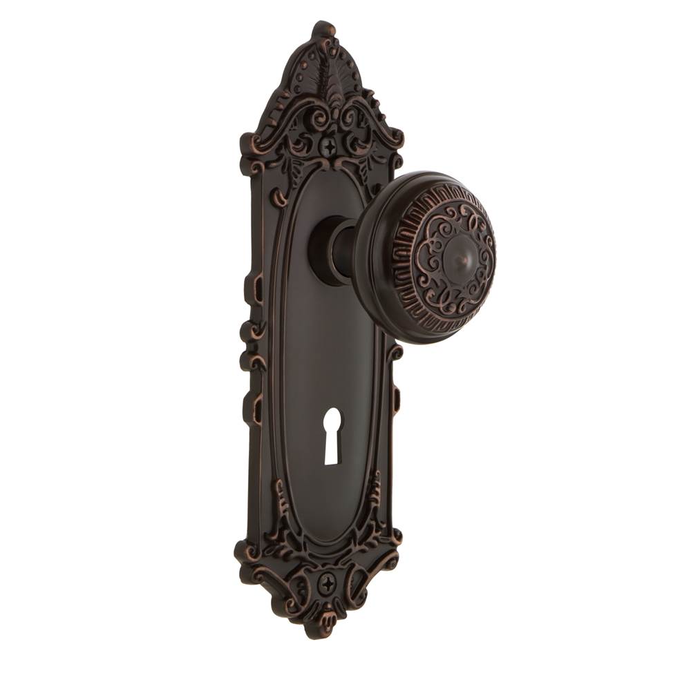 Nostalgic Warehouse Nostalgic Warehouse Victorian Plate with Keyhole Privacy Egg & Dart Door Knob in Timeless Bronze