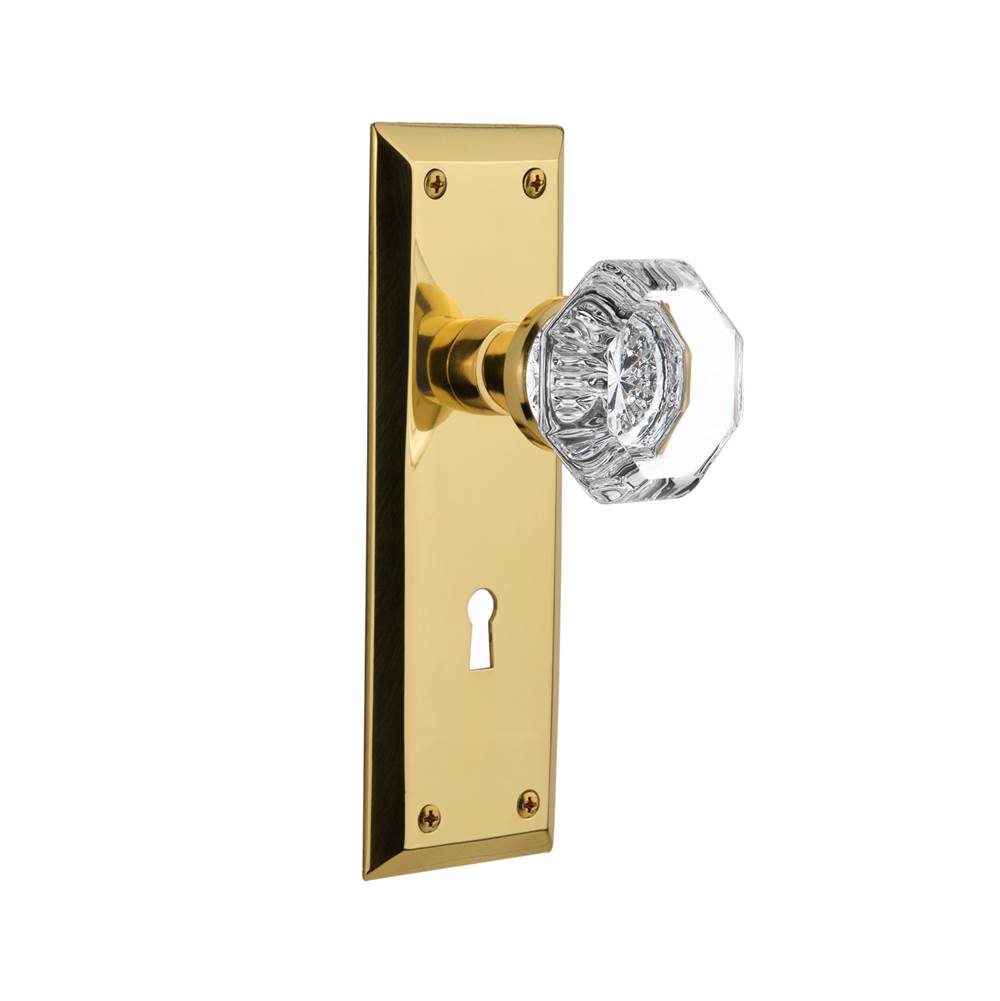 Nostalgic Warehouse Nostalgic Warehouse New York Plate with Keyhole Privacy Waldorf Door Knob in Unlacquered Brass