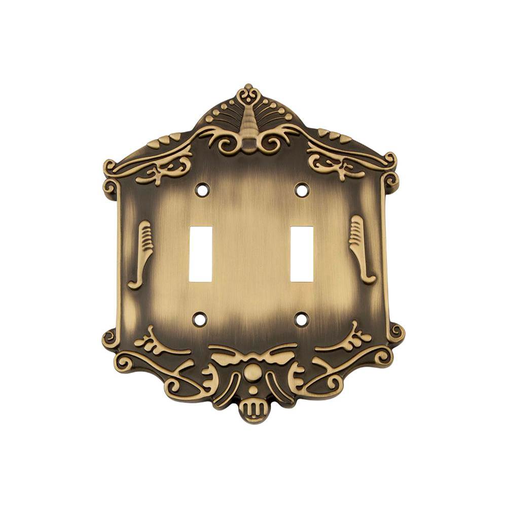 Nostalgic Warehouse Nostalgic Warehouse Victorian Switch Plate with Double Toggle in Antique Brass