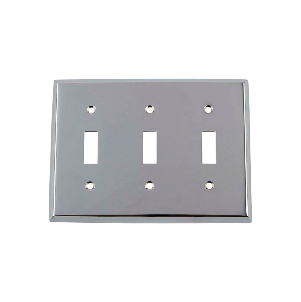 Nostalgic Warehouse Nostalgic Warehouse New York Switch Plate with Triple Toggle in Bright Chrome