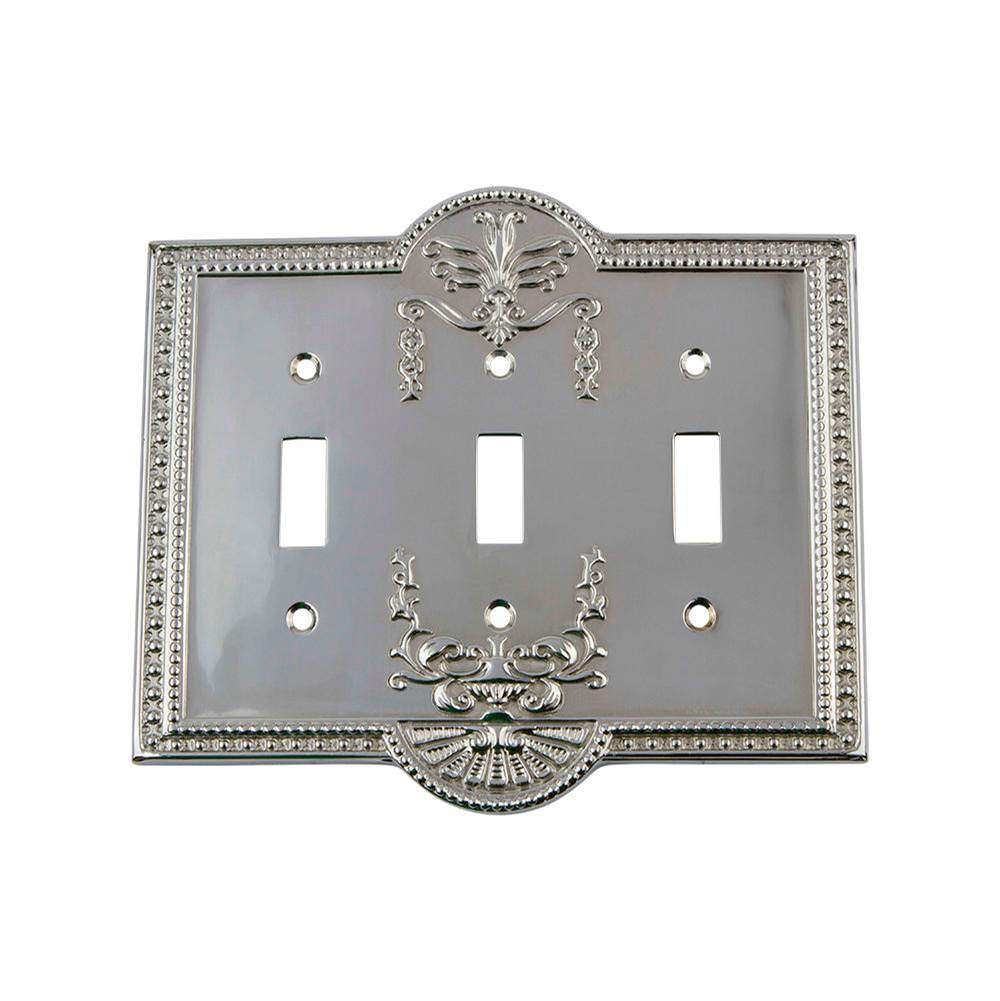 Nostalgic Warehouse Nostalgic Warehouse Meadows Switch Plate with Triple Toggle in Bright Chrome