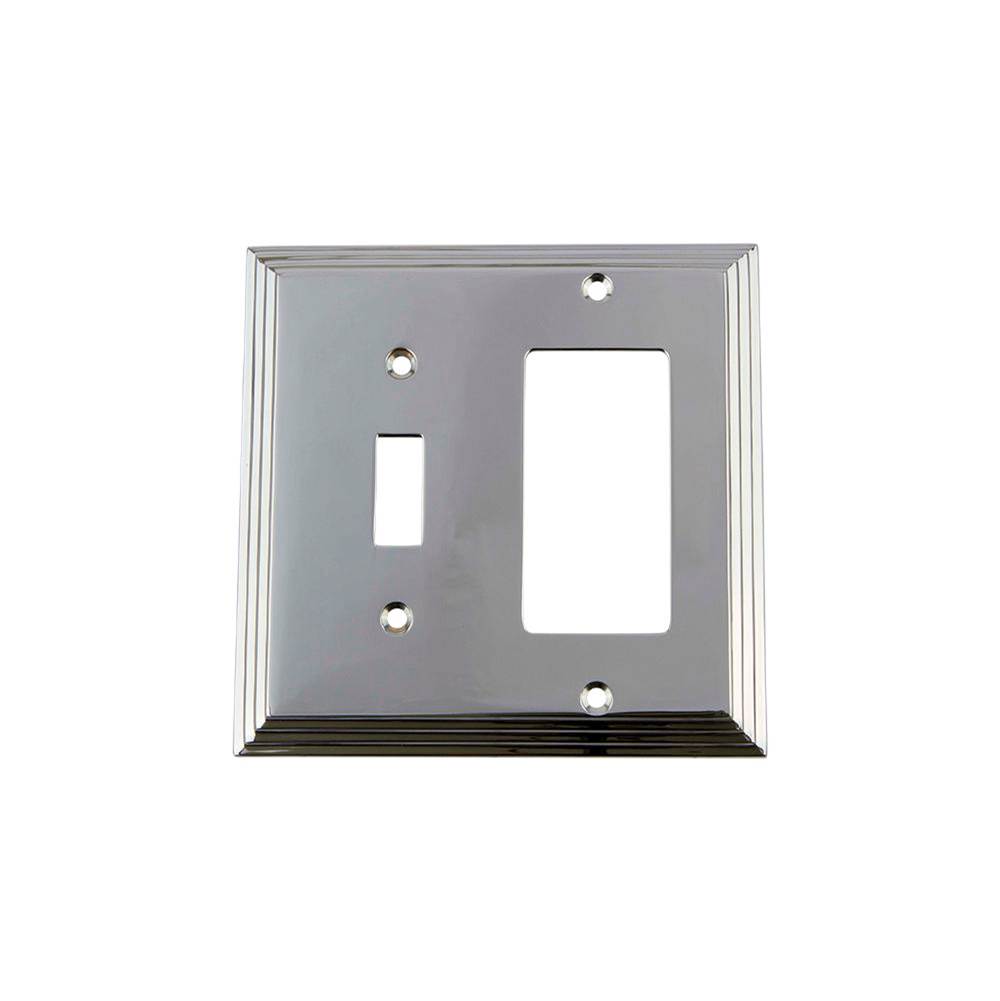 Nostalgic Warehouse Nostalgic Warehouse Deco Switch Plate with Toggle and Rocker in Bright Chrome