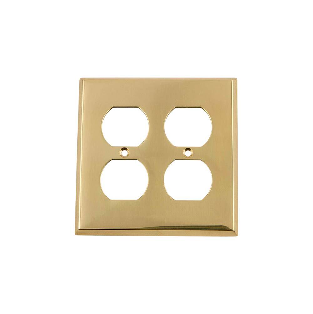 Nostalgic Warehouse Nostalgic Warehouse New York Switch Plate with Double Outlet in Unlacquered Brass