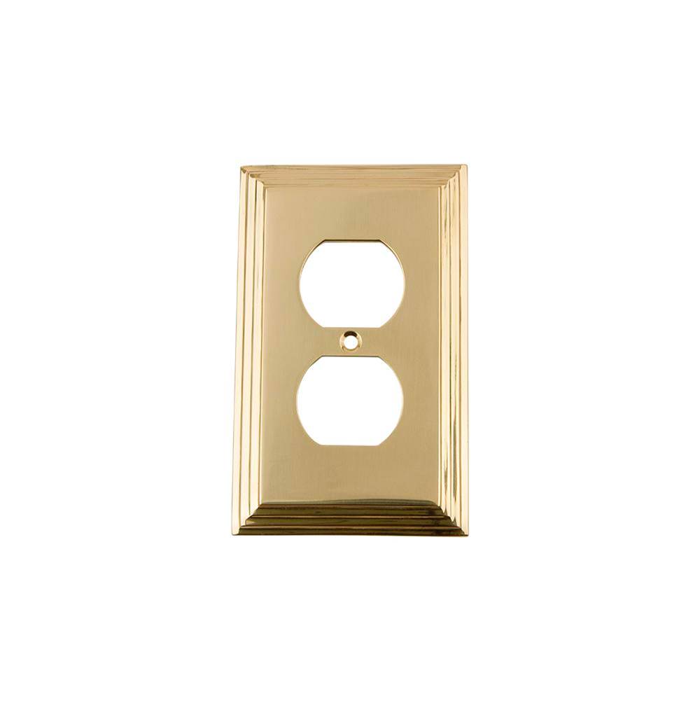 Nostalgic Warehouse Nostalgic Warehouse Deco Switch Plate with Outlet in Unlacquered Brass