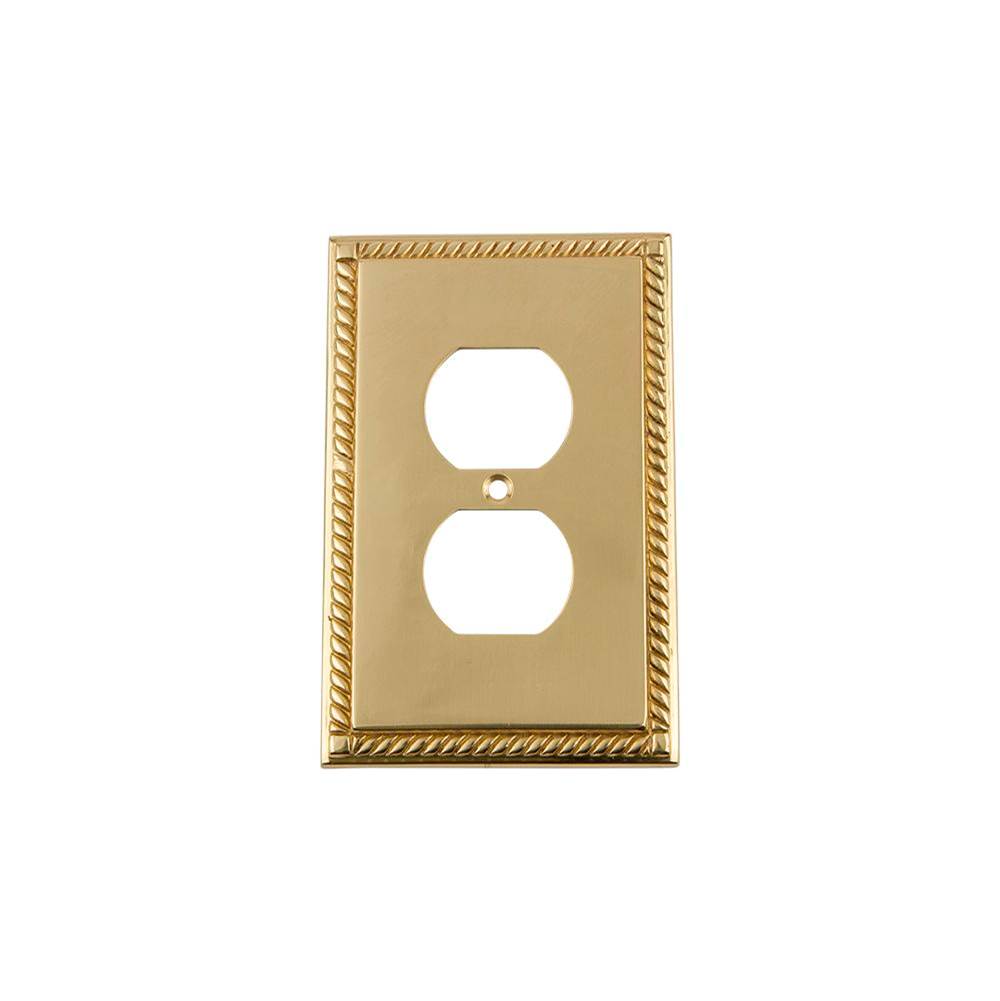 Nostalgic Warehouse Nostalgic Warehouse Rope Switch Plate with Outlet in Unlacquered Brass