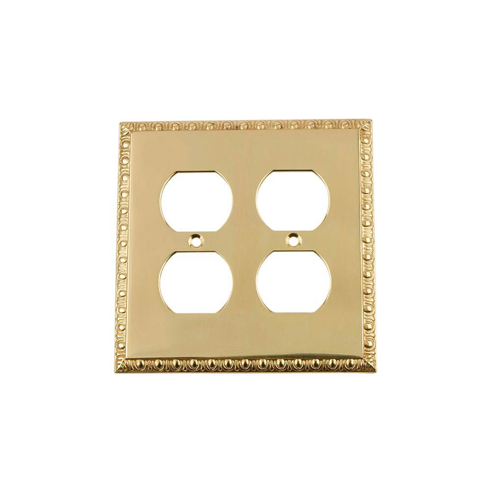 Nostalgic Warehouse Nostalgic Warehouse Egg & Dart Switch Plate with Double Outlet in Unlacquered Brass