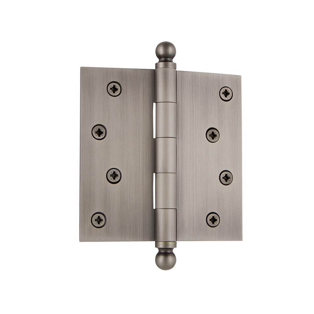 Nostalgic Warehouse Nostalgic Warehouse 4'' Ball Tip Residential Hinge with Square Corners in Antique Pewter