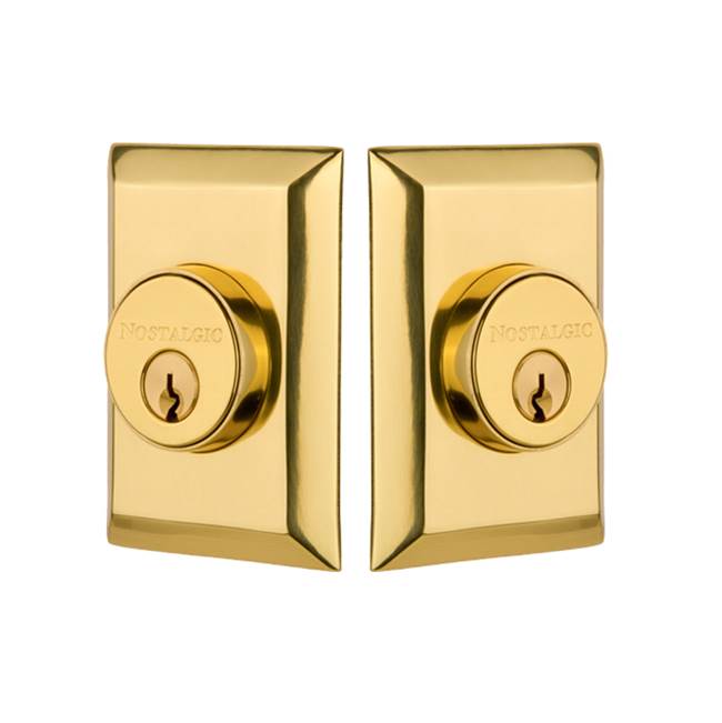 Nostalgic Warehouse Nostalgic Warehouse New York Plate Double Cylinder Deadbolt in Polished Brass