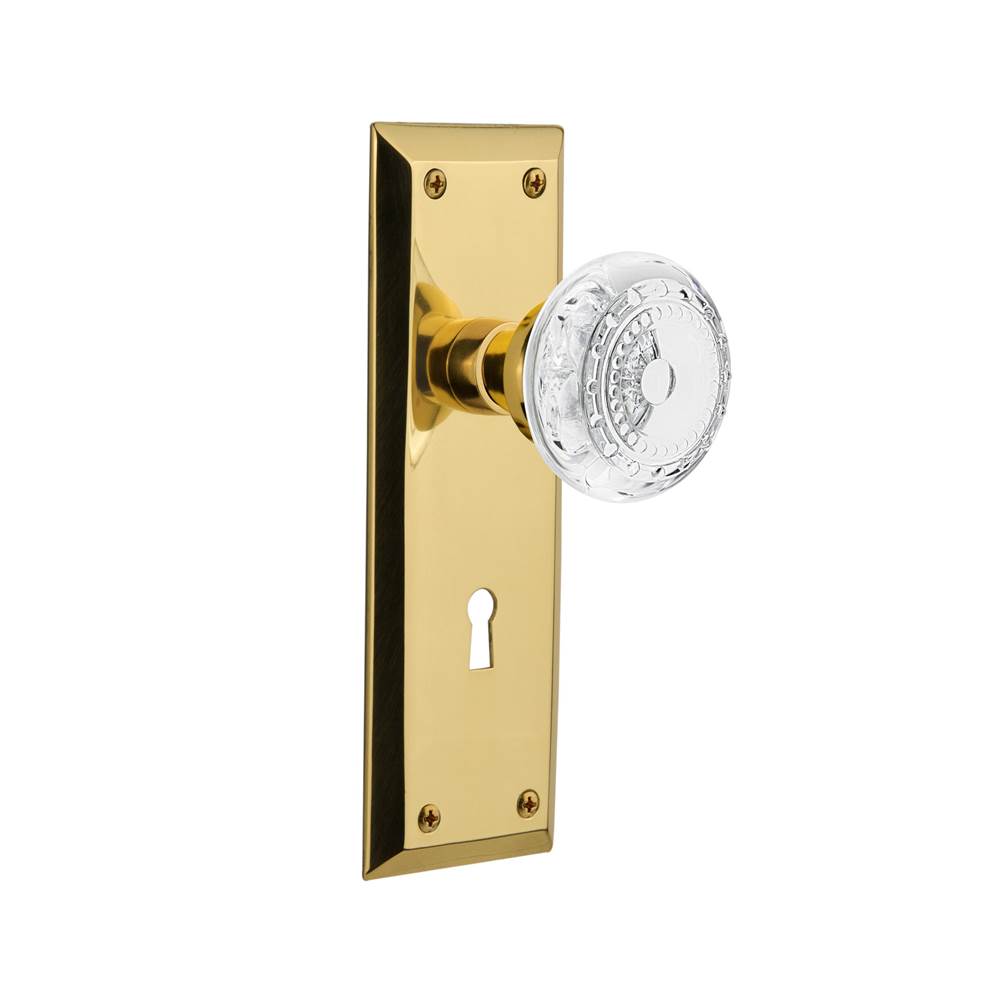 Nostalgic Warehouse Nostalgic Warehouse New York Plate Privacy with Keyhole Crystal Meadows Knob in Polished Brass