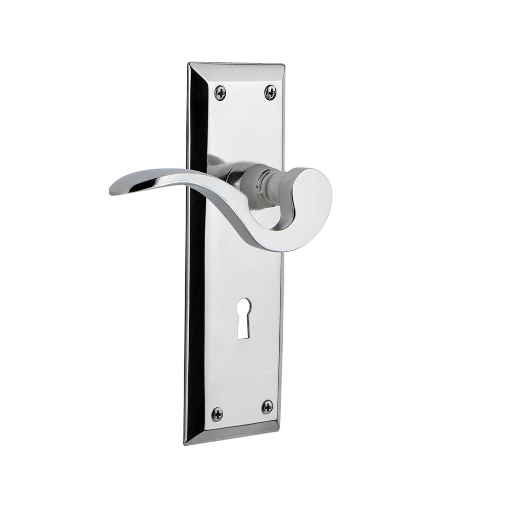 Nostalgic Warehouse Nostalgic Warehouse New York Plate Privacy with Keyhole Manor Lever in Bright Chrome
