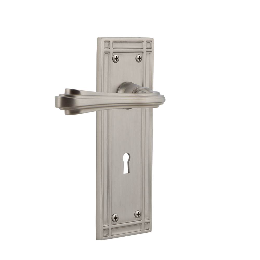 Nostalgic Warehouse Nostalgic Warehouse Mission Plate Privacy with Keyhole Fleur Lever in Satin Nickel