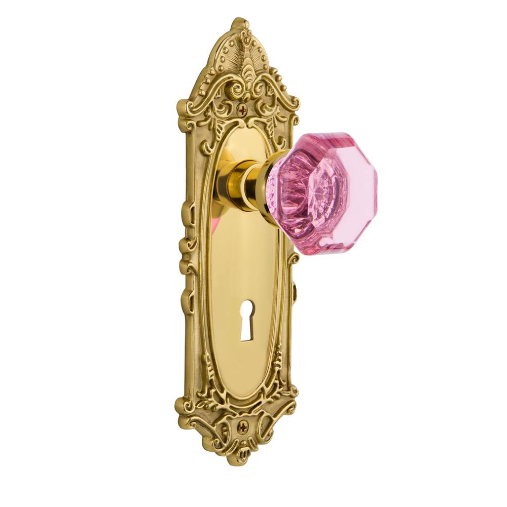 Nostalgic Warehouse Nostalgic Warehouse Victorian Plate with Keyhole Double Dummy Waldorf Pink Door Knob in Unlaquered Brass