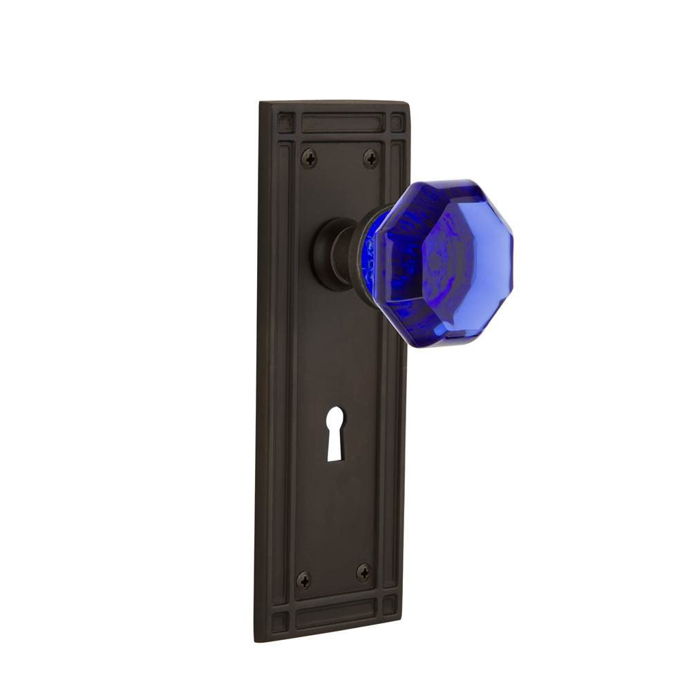 Nostalgic Warehouse Nostalgic Warehouse Mission Plate with Keyhole Privacy Waldorf Cobalt Door Knob in Oil-Rubbed Bronze