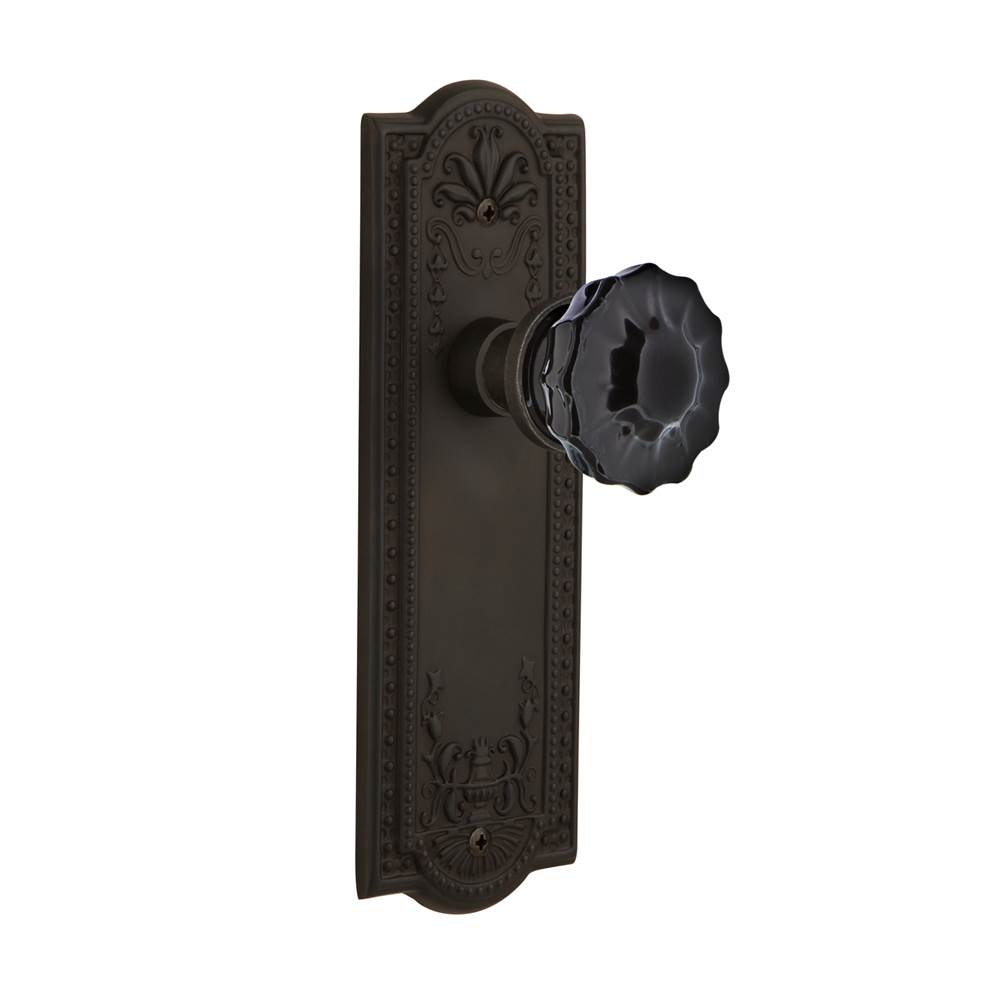 Nostalgic Warehouse Nostalgic Warehouse Meadows Plate Privacy Crystal Black Glass Door Knob in Oil-Rubbed Bronze