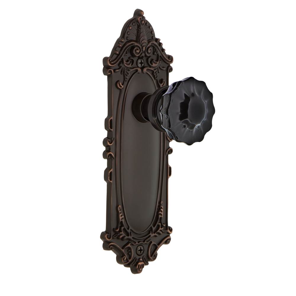 Nostalgic Warehouse Nostalgic Warehouse Victorian Plate Privacy Crystal Black Glass Door Knob in Timeless Bronze
