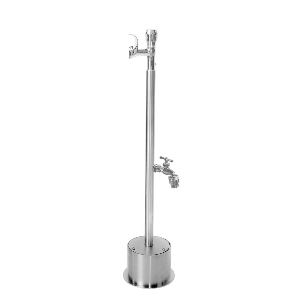 Outdoor Shower Free Standing Single Supply ADA Metered Drinking Fountain, Hose Bibb
