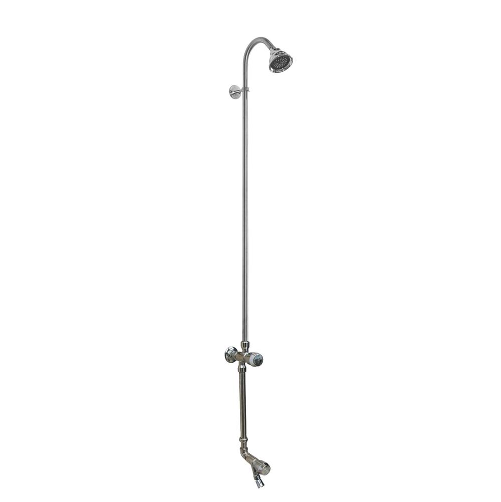 Outdoor Shower Wall Mount Single Supply Shower - ADA Metered Valve, 3'' Shower Head, Foot Shower