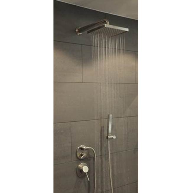 Outdoor Shower Concealed Shower Set (5pc) - Hot & Cold Valve, Diverter, 8'' Square Shower Head, 13.5'' Arm, Square Hand Spray, Hose & Wall Bracket