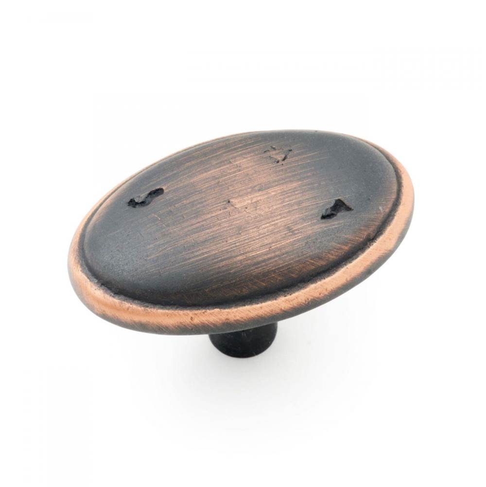 RK International Distressed Oval Knob with Ring Edge