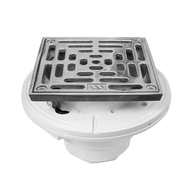 Sigma 3'' Pvc Or Abs Floor Drain With 6 X 6'' Square Adjustable Nickel Trim Only Polished Gold .24