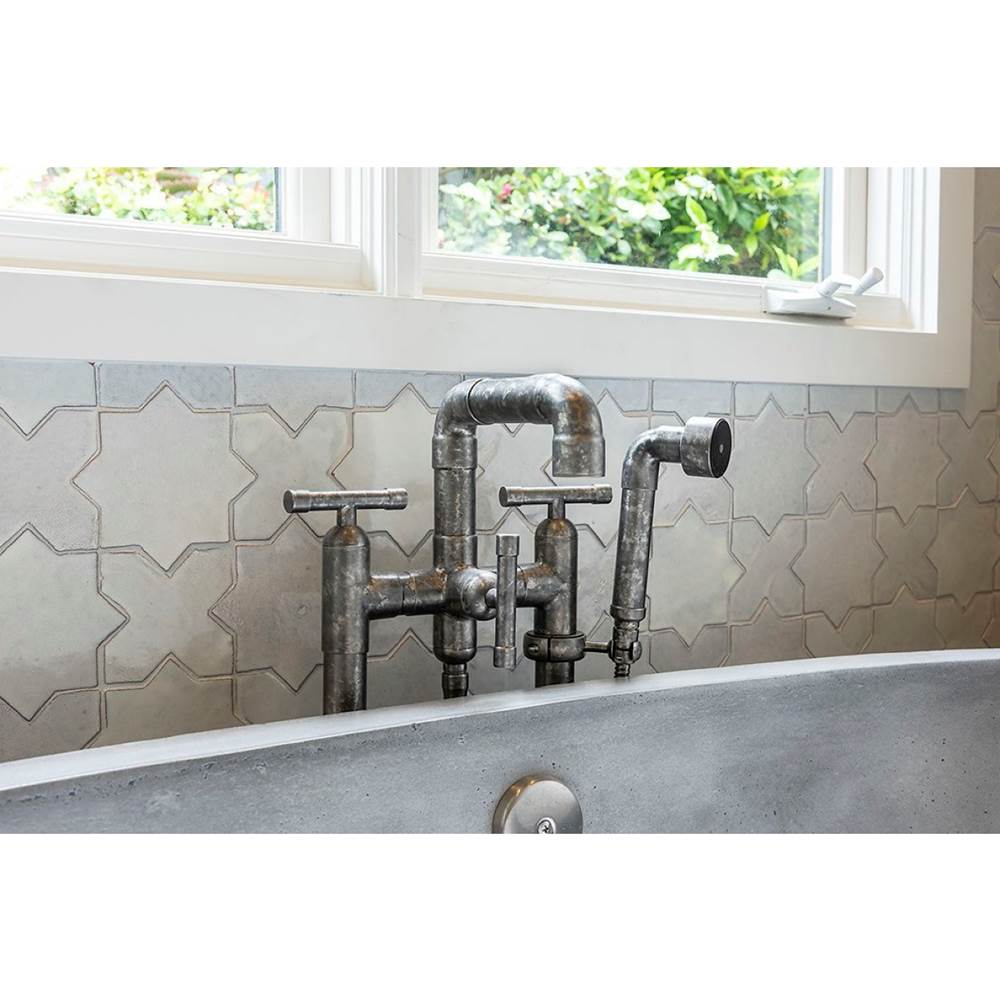 Sonoma Forge Waterbridge Floor Mount Tub Filler With Elbow Spout 8'' Spread, Center To Center 6-1/2'' Center To Aerator 29-1/2'' Spout Height