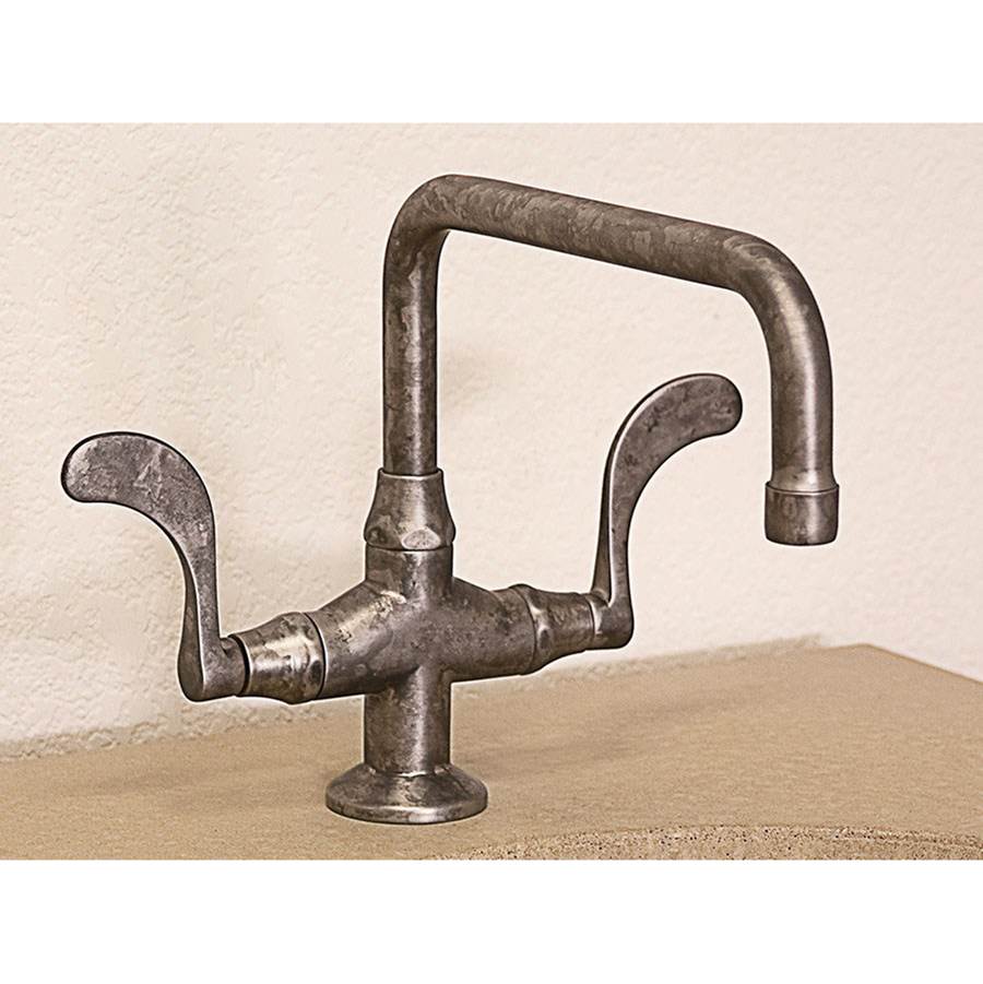 Sonoma Forge Wingnut Deck Mount Faucet With Swivel Square Spout And Side Spray 9-1/2'' Center To Aerator 6'' Spout Height