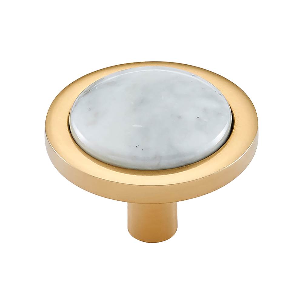 Vesta FireSky Carrara White Knob 1 9/16 Inch Polished Brass Base