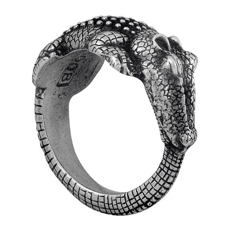 Vicenza Designs Pollino, Napkin Ring, Alligator, Vintage Pewter
