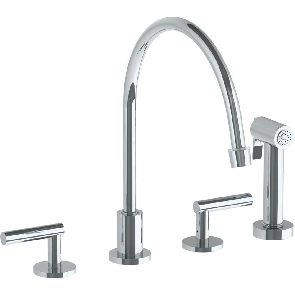Watermark Deck Mounted 4 Hole Extended Gooseneck Kitchen Set - Includes Side Spray