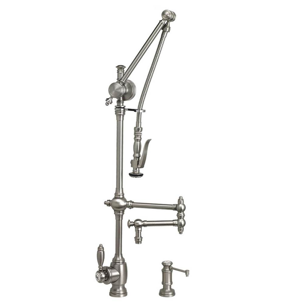 Waterstone Waterstone Traditional Gantry Pulldown Faucet - 12'' Articulated Spout - 4pc. Suite