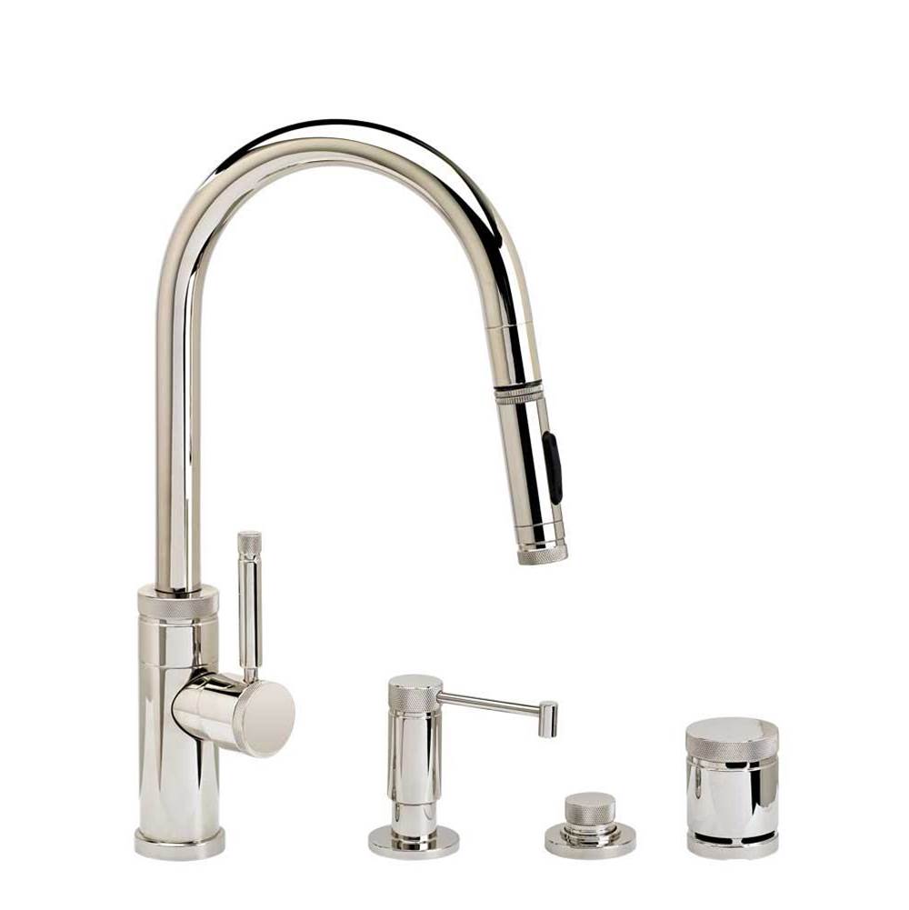 Waterstone Waterstone Industrial Prep Size PLP Pulldown Faucet - Toggle Sprayer - Angled Spout - 4pc. Suite