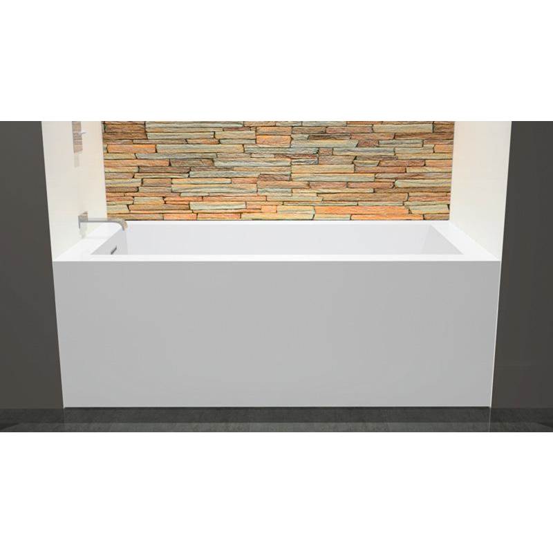 WETSTYLE Cube Bath 60 X 32 X 21 - 3 Walls - R Hand Drain - Built In Pc O/F & Drain - Copper Con - White Matt